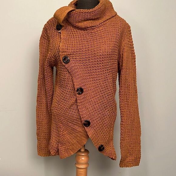 Button-Up Cowl Neck Sweater  - Picture 1 of 6